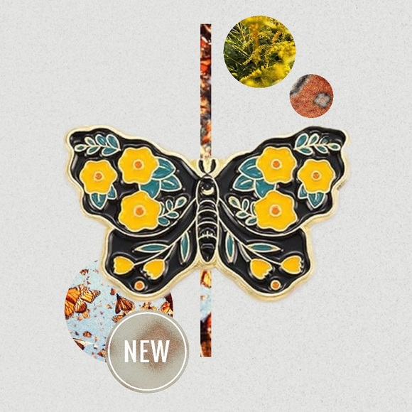 Jewelry - Floral Enamel Butterfly Pin - New